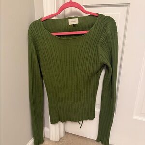 ALOHAS Olive Ribbed Knit Top
